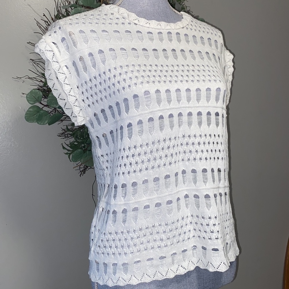 Elementz Sheer white sweater vest. Very lightweight size PM - Picture 2 of 14